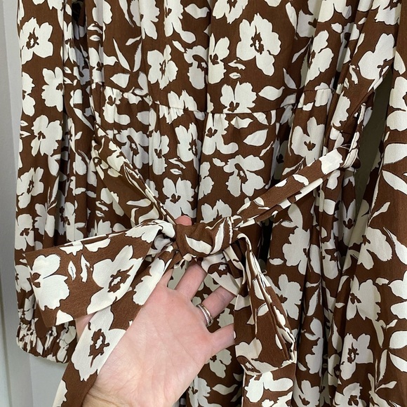 Hailey & Co. Chocolate Brown Long Sleeve Floral Dress Size 1X - Picture 2 of 7